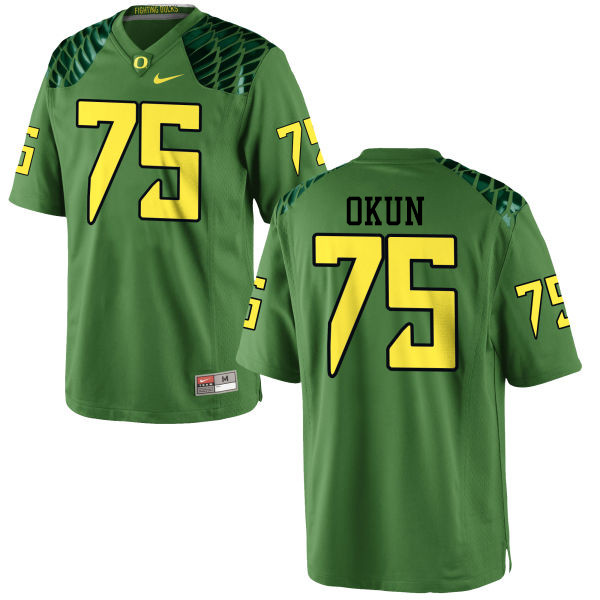 Men #75 Zach Okun Oregon Ducks College Football Jerseys-Apple Green